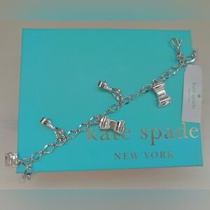 New With Tags Kate Spade Silver Bow Charm Bracelet